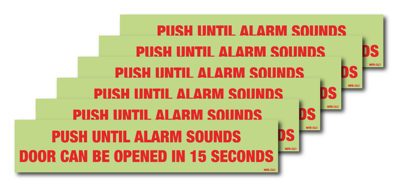 6-Pack Nite-Glo Delayed Egress Push Alarm Signs