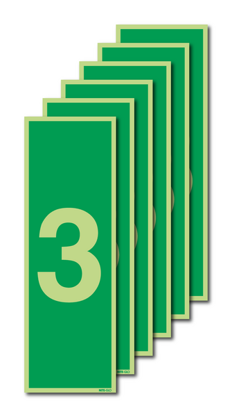 6-Pack Nite-Glo Number 3 Signs