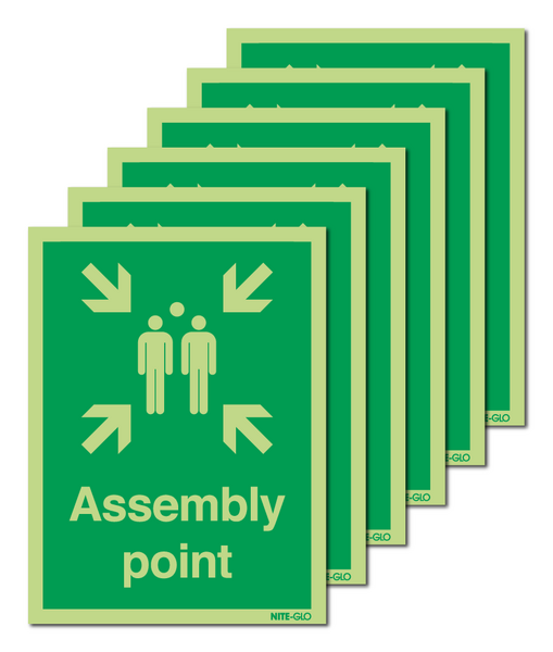 6-Pack Nite-Glo Assembly Point Signs