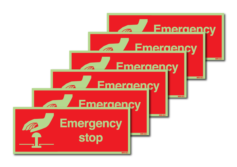 6-Pack Nite-Glo Photoluminescent Emergency Stop Signs