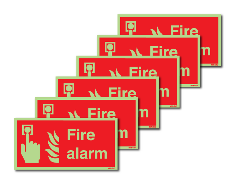 6-Pack Nite-Glo Photoluminescent Fire Alarm Signs