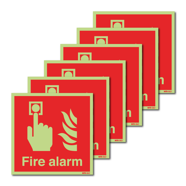 6-Pack Nite-Glo Photoluminescent Fire Alarm Signs