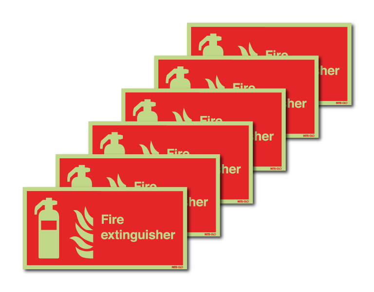 6-Pack Nite-Glo Fire Extinguisher & Symbol Signs