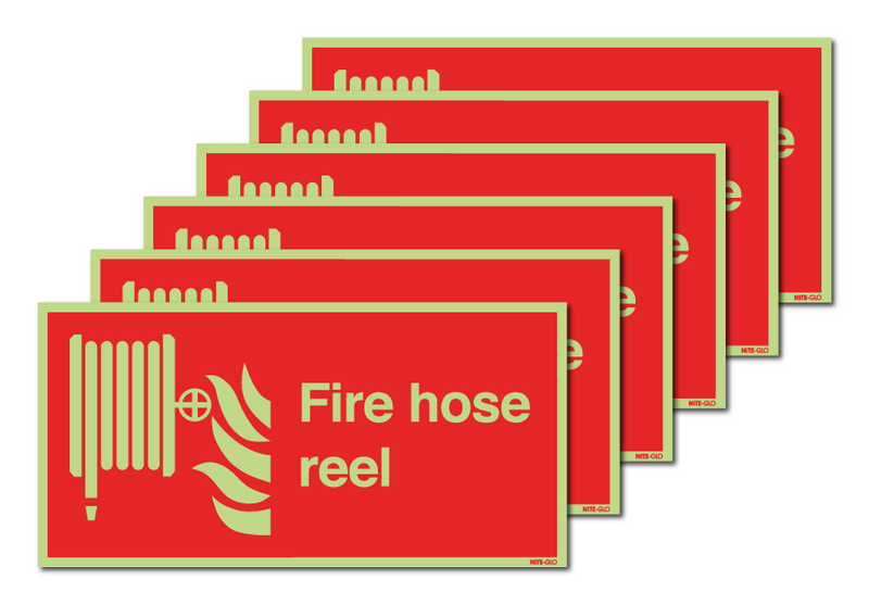 6-Pack Nite-Glo Photoluminescent Fire Hose Reel Signs