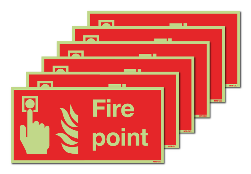 6-Pack Nite-Glo Photoluminescent Fire Point & Symbol Signs