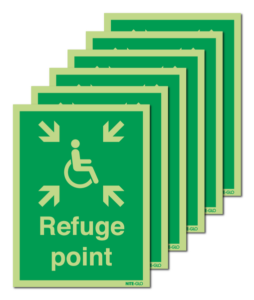 6-Pack Nite-Glo Photoluminescent Refuge Point Signs