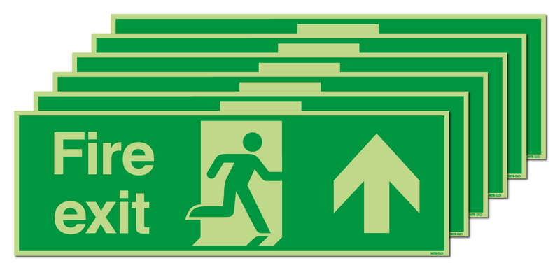 6-Pack Nite-Glo Running Man Arrow Up Fire Exit Signs