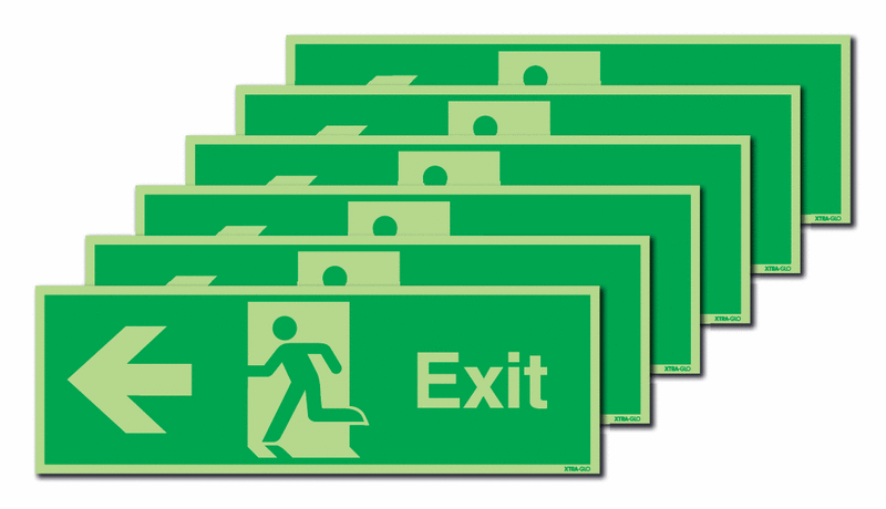 6-Pack Xtra-Glo Exit Left Signs