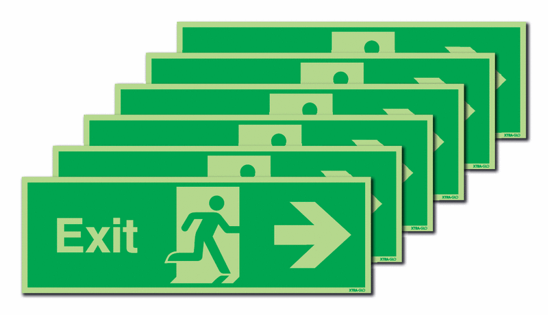 6-Pack Xtra-Glo Exit Right Signs