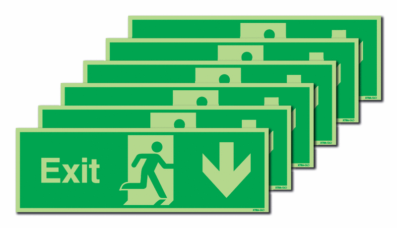 6-Pack Xtra-Glo Exit Arrow Down Signs
