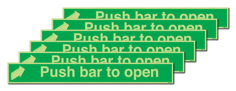 6-Pack Xtra-Glo Push Bar To Open (Backwards Arrow) Signs