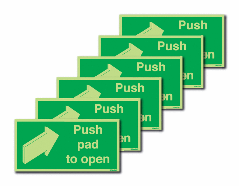 6-Pack Xtra-Glo Push Pad To Open Signs