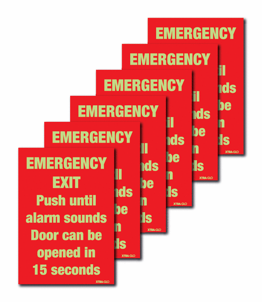 6-Pack Xtra-Glo Delayed Egress Emergency Exit Signs