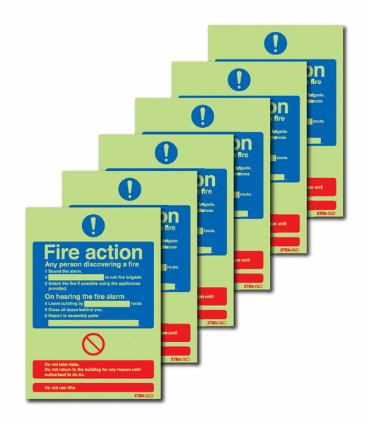 6-Pack Xtra-Glo Fire Action Signs (Standard)