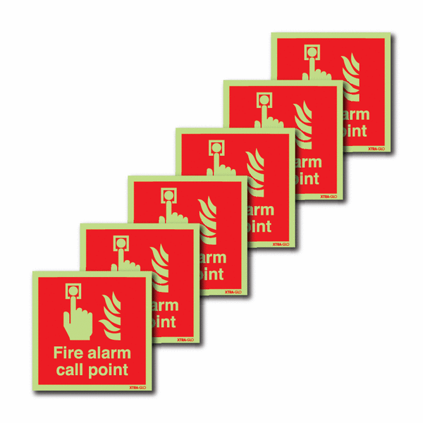 6-Pack Xtra-Glo Fire Alarm Call Point Signs
