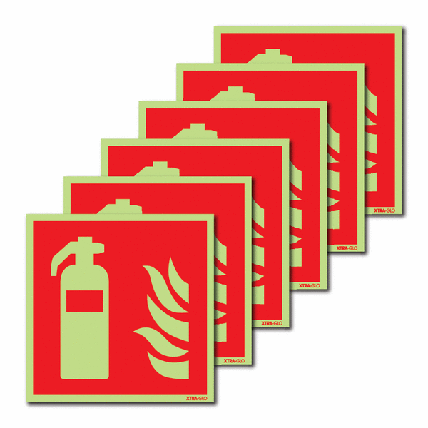 6-Pack Xtra-Glo Fire Extinguisher (Symbol) Signs