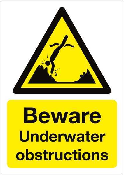Beware Underwater Obstructions Sign