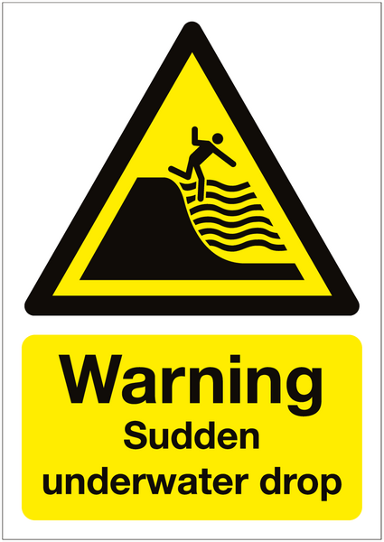 Warning Sudden Underwater Drop Sign