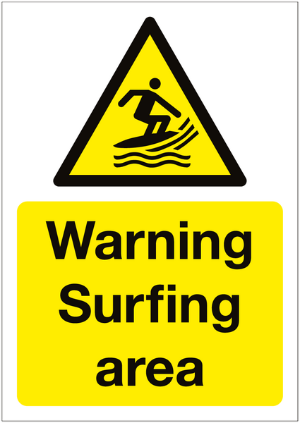 Warning Surfing Area Sign