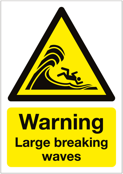 Warning Large Waves Breaking Sign