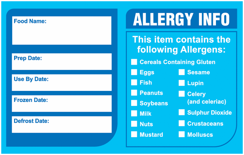 Multi-Allergen Label Large with Date and Prep Info (Pack of 1000)