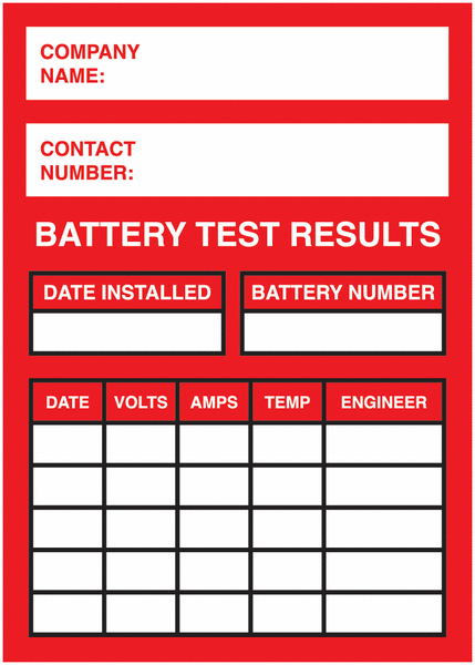 Battery Test Safety Inspection Labels