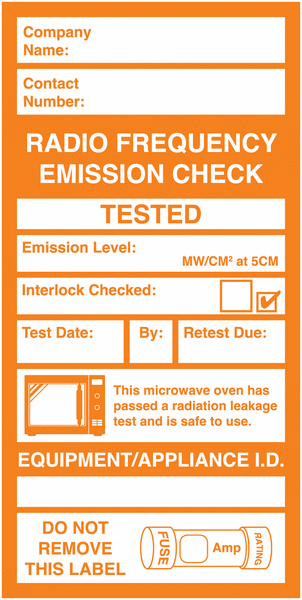 Microwave Emission Test Labels