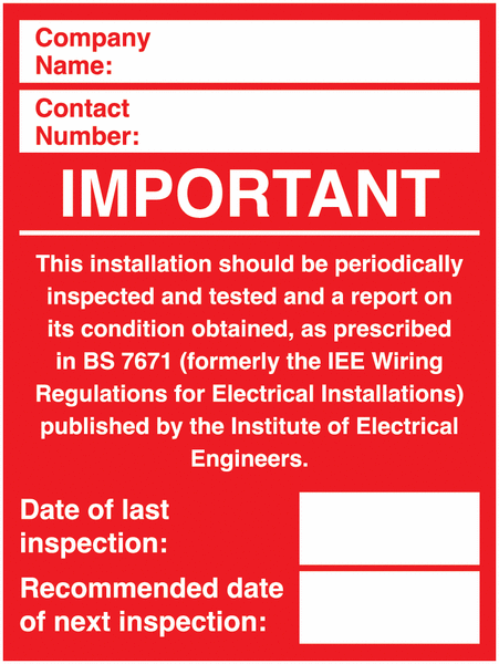 Periodic Inspection Labels
