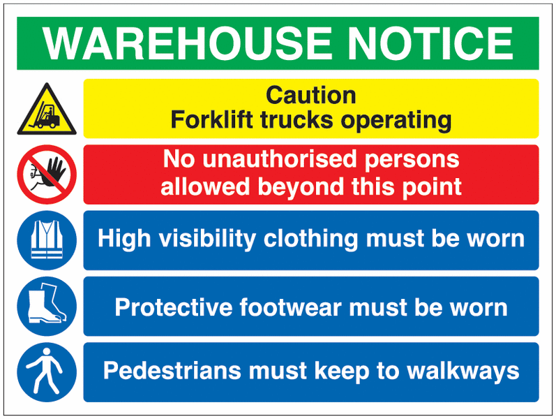 Warehouse Notice - Forklift Operating Sign