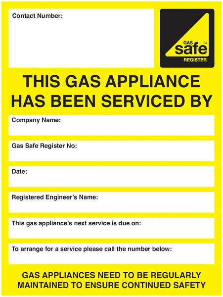Gas Appliance Serviced By Labels