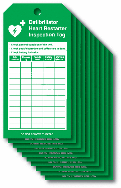 Defibrillator Inspection Tags