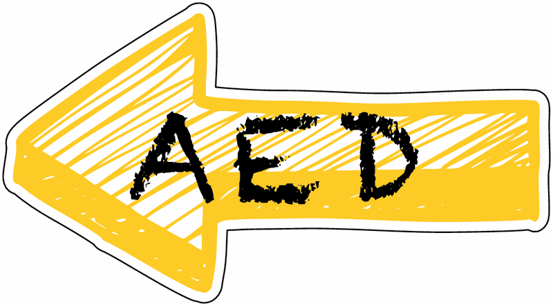 Directional AED Sign - Crayon Effect AED Left Arrow Sign