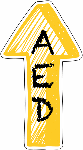 Directional AED Sign - Crayon Effect AED Up Arrow Sign