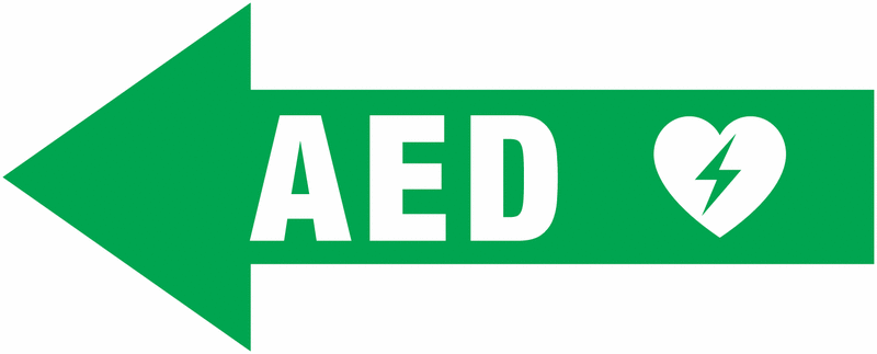 AED Equipment Wayfinding Left Arrow Sign