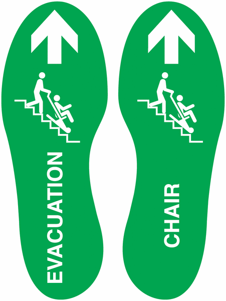 Evacuation Chair Floor Directional Markers - Footprints