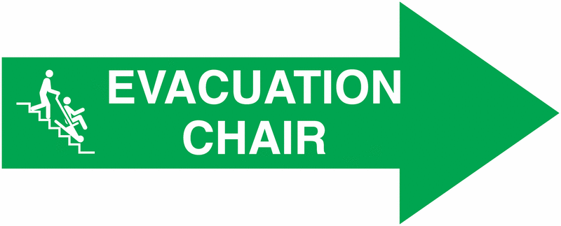 Evacuation Chair Wayfinding Right Arrow Sign