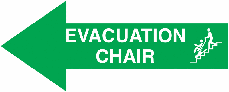 Evacuation Chair Wayfinding Left Arrow Sign