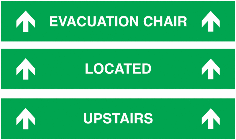 Evacuation Chair Located Upstairs Ascending Stair Signs