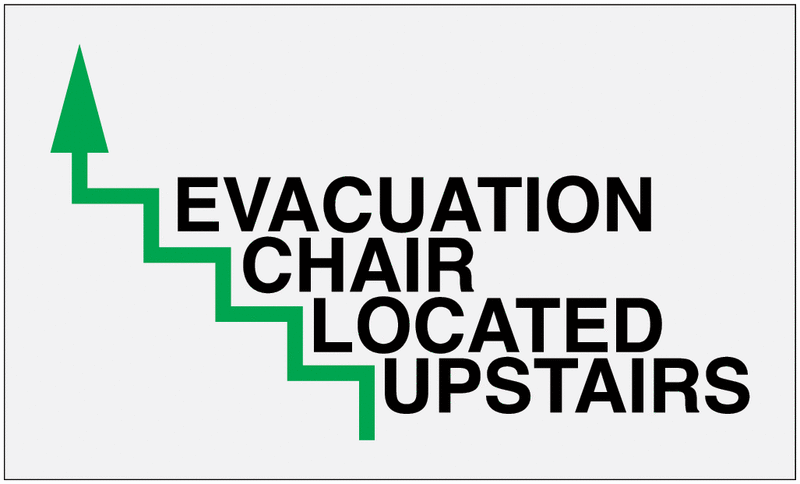 Evacuation Chair Located Upstairs Wayfinding Arrow Sign