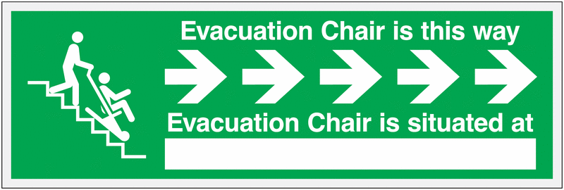Evacuation Chair This Way Write-On Right Arrow Sign