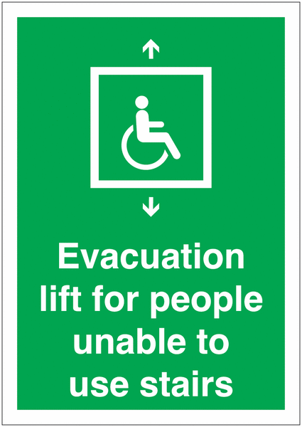 Evacuation Lift For People Unable To Use Stairs Sign