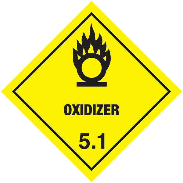 Oxidizer & 5.1 - Easy Peel Hazard Warning Diamonds