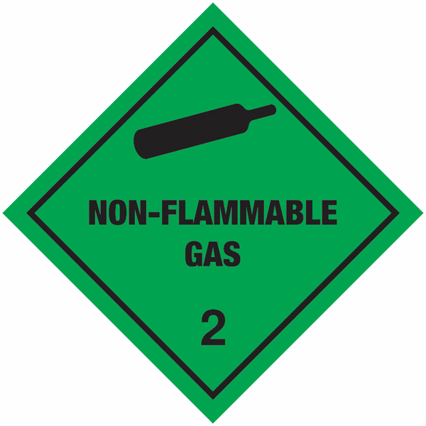 Non-Flammable Gas 2 Easy Peel Warning Diamond