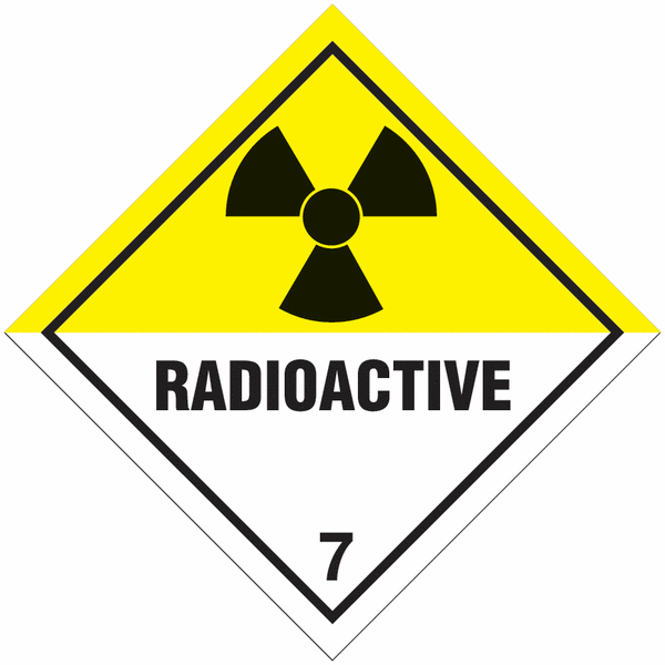 Radioactive 7 Text/Symbol Hazard Diamond Vinyl Placards