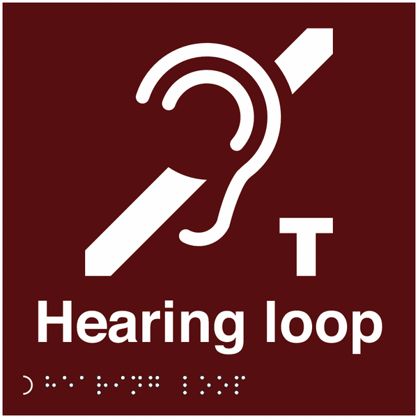 Tactile & Braille Hearing Aid Loop Symbol Sign