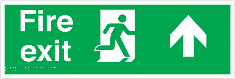 Fire Exit (Arrow Up) - Tactile & Braille Safety Signs
