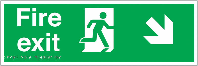 Running Man Right/Arrow Diagonal Down Braille Sign
