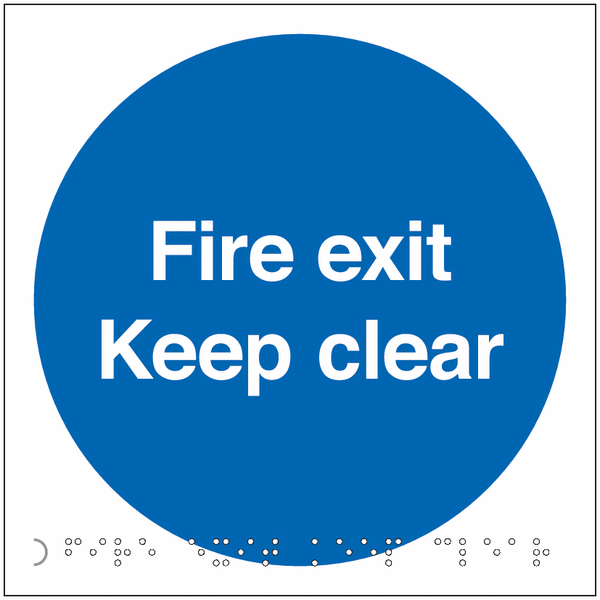 Fire Exit Keep Clear - Tactile & Braille Safety Signs