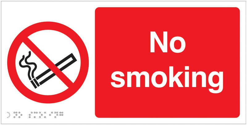 No Smoking (Symbol) - Tactile & Braille Sign