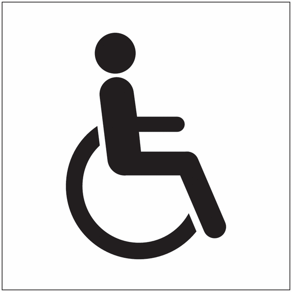 Disabled Symbol White/Black Washroom Square Sign- Single